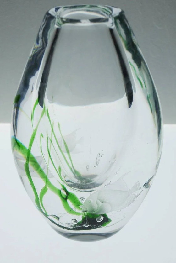 Image 1 of Seaweed & Fish Vases by V. L. Kosta, Set of 2