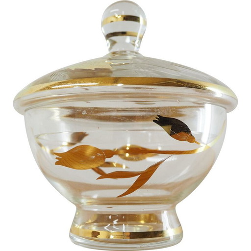 Vintage glazen suikerpot van Bohemia Crystal, Tsjecho-Slowakije 1950