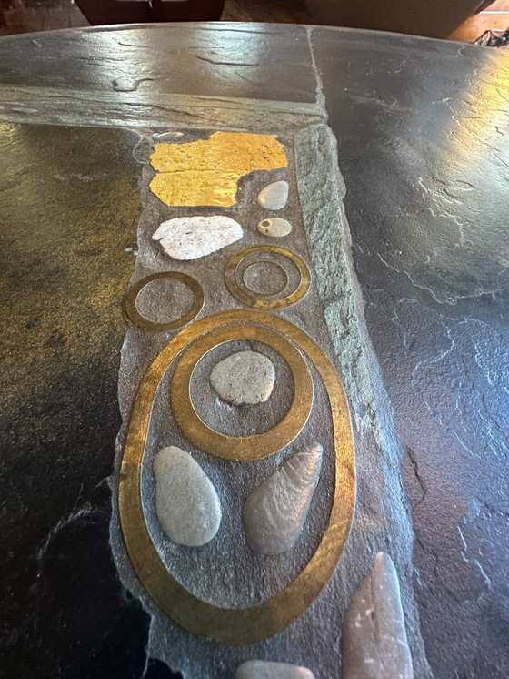 Image 1 of Paul Kingma coffee table. 1980s. With brass and ceramic.