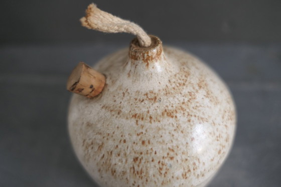 Image 1 of Vintage Set of 3 Ceramic Oil Lamps in Brown Shades