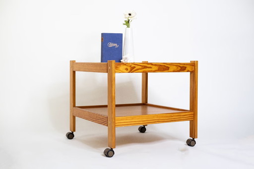 Vintage teak tea trolley with two levels and castors