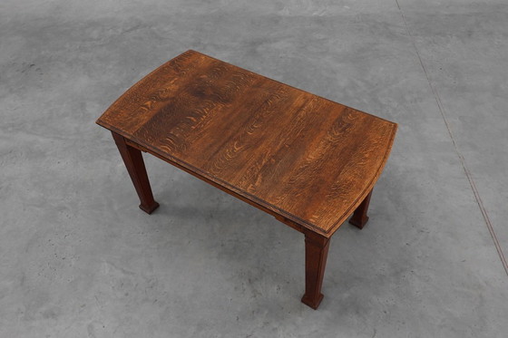 Image 1 of Mesa de comedor Art Déco de roble con friso tallado, Francia años 20