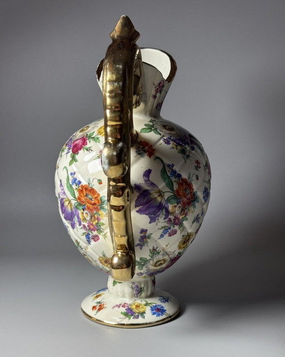 Image 1 of Boch Frères La Louvière Keralux Kruikvaas “Fleurs de Saxe” — België, Late Art Deco Periode