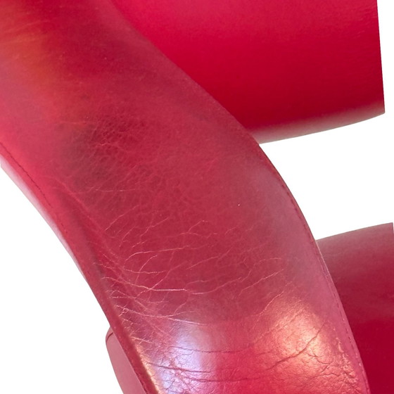 Image 1 of Peter Opsvik - Stokke - Gravity Balance (Design from 1991) Ergonomically Shaped Rocking Chair - Red Leather and Natural Frame
