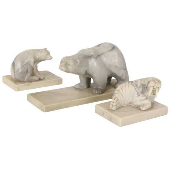 Set vintage di 3 statuette di animali in marmo artificiale Inuit Canada – Sculture, Plastic (photo 15 of 19)