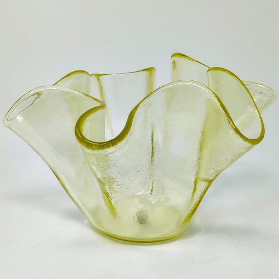 Image 1 of 1970s Italian Murano Glass Yellow "Fazzoletto" Handkerchief Vase by Dogi