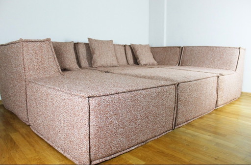 NEW Sofa, modular, bouclé, rosé, daybed, mid century, vintage