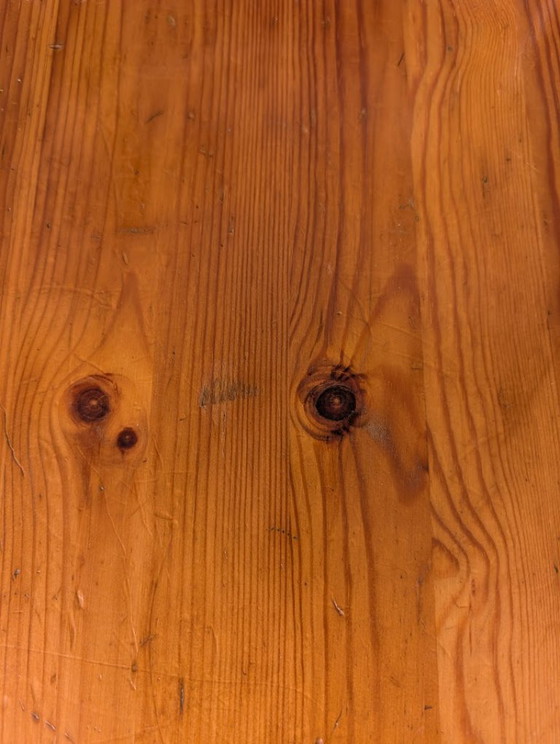 Image 1 of Vintage grenen eettafel met vier stoelen, jaren 70