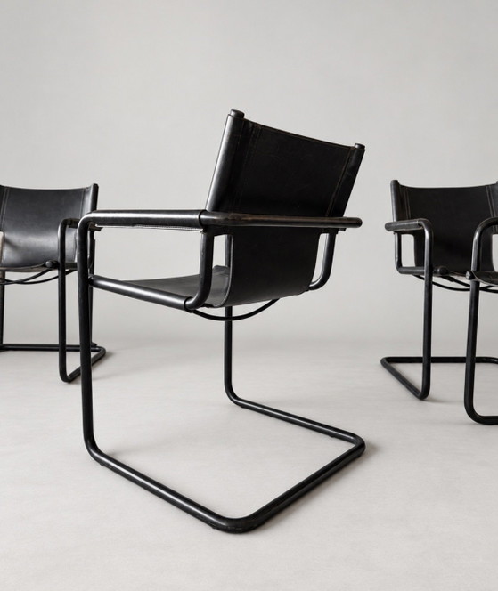 6 Vintage Mart Stam S34 — All Black — Black Leather – Dining chairs, Metal (photo 9 of 15)