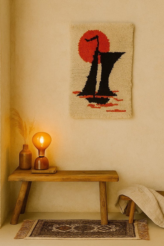 Image 1 of 1x Vintage wollen wandkleed – unieke retro eyecatcher (39 x 60 cm)