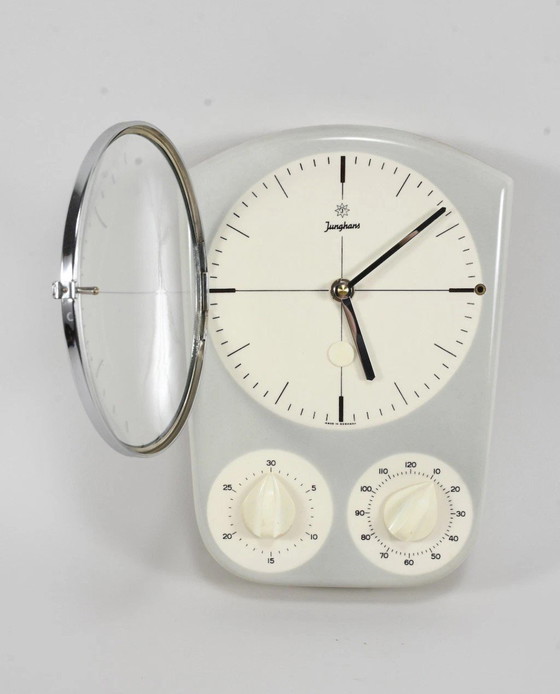 Image 1 of Orologio da cucina Junghans vintage, orologio da parete in ceramica con movimento al quarzo