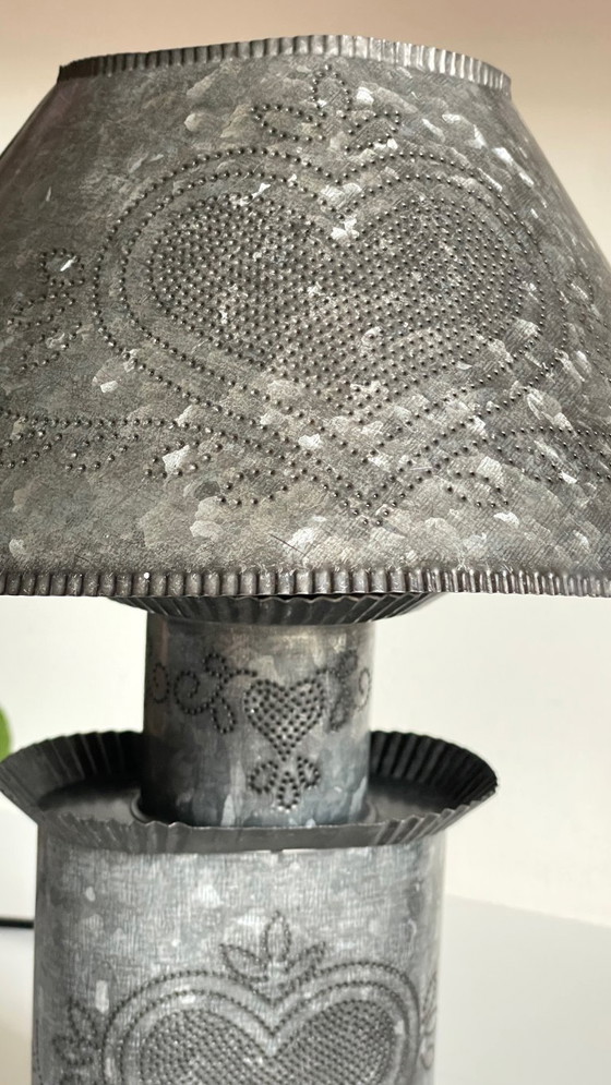 Image 1 of Vintage Zinc Heart Lamp