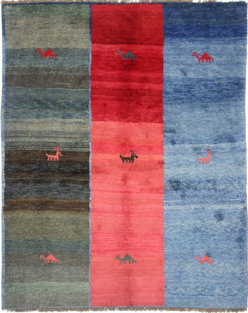 Original Persian carpet Gabbeh Ghashghai Oriental carpet 206 cm x 164 cm Old Natural