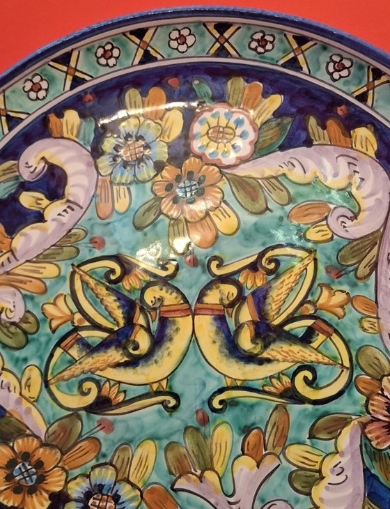 Image 1 of Grande piatto da parete in ceramica maiolicata di Vietri 47 cm