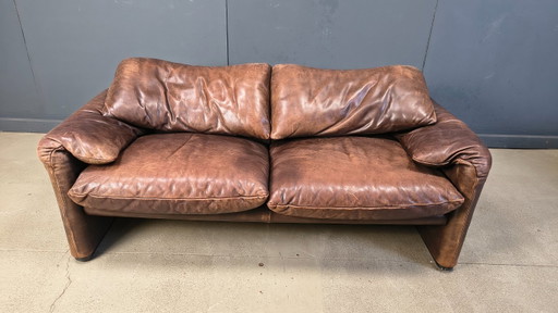 Canapé Maralunga en cuir par Vico Magistretti pour Cassina, 1970