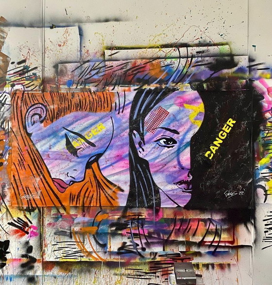 Image 1 of GONGAS - Kubisme met een hoed - Ingelijste lithografie van de kunstenaar