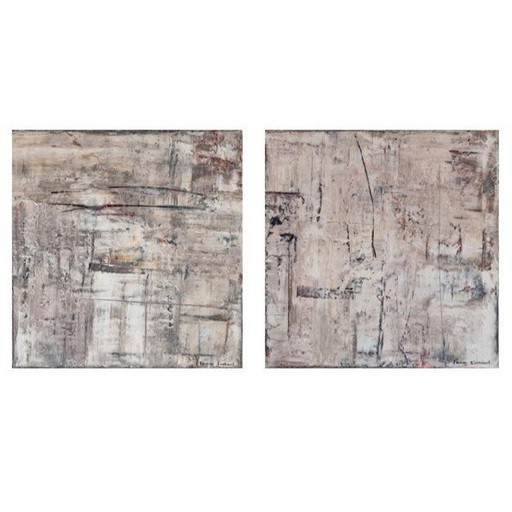 Frances Eckhardt - Diptyque abstrait Beige Small