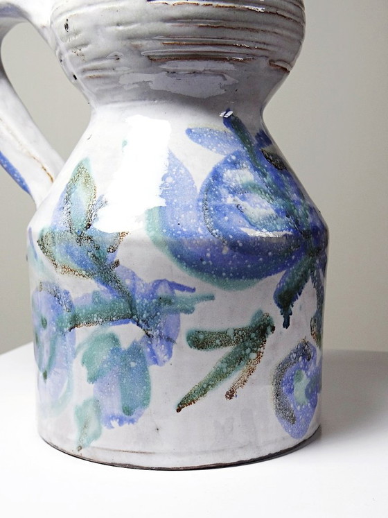 Image 1 of Glazed stoneware pitcher from Vallauris, 1970s, Boris Kasianoff, Albert Thiry, Le Mûrier Era