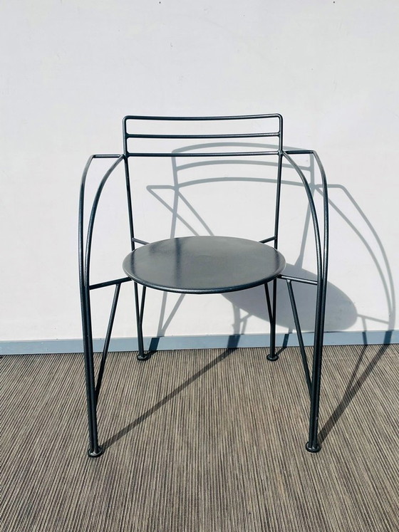 Image 1 of Pair of 'Lune d'Argent' chairs by Pascal Mourgue for Fermob. Vintage 80s
