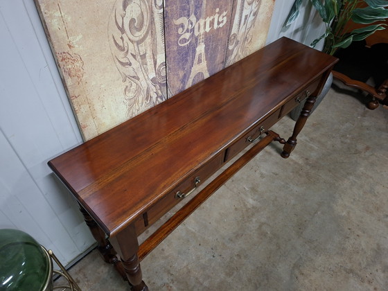 Image 1 of Mesa auxiliar clásica inglesa, mesa de recibidor, consola de pared, dimensiones: 140x34cm y 76cm de alto.