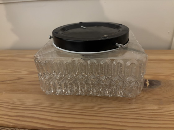 Image 1 of Plafoniera/Plafoniere quadrata vintage in vetro