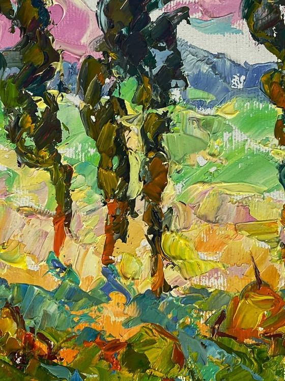 Image 1 of Original Oil Painting Nature Landscape Summer In the Sunny Meadows