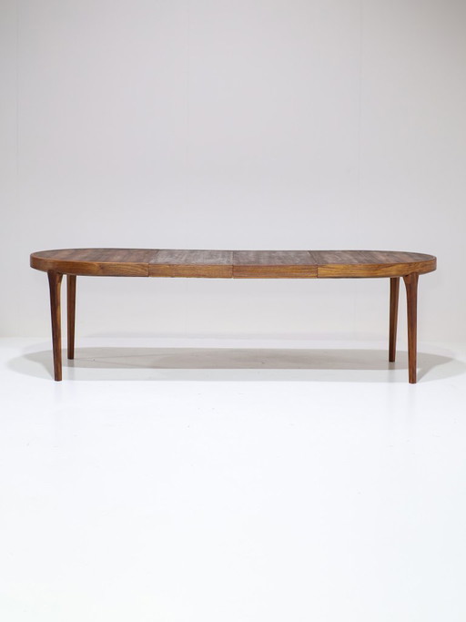 Tavolo da pranzo ovale allungabile in teak, stile vintage danese