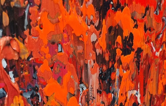 Image 1 of Frances Eckhardt - 100x120 cm red painting abstract art modern hand-painted framed