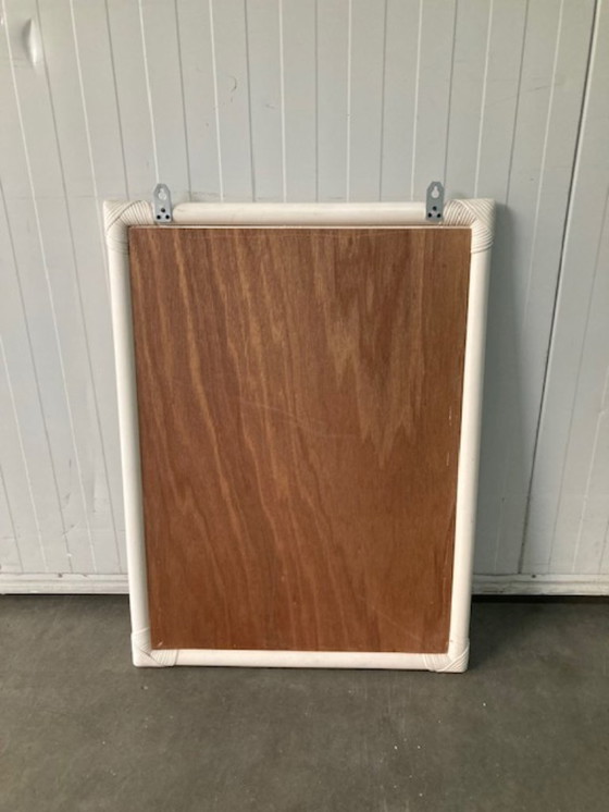 Image 1 of Specchio vintage in rattan e bambù bianco sporco, anni 70/80