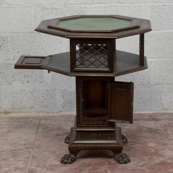 Late 19th Century Maggini Revolving Occasional Table with Removable Glass Top, Coffee tables, Wood, Brown (photo 8 of 20)
