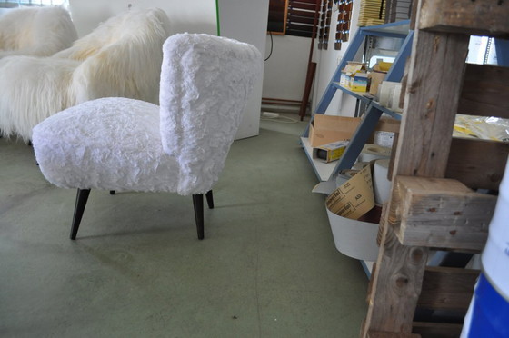 Vintage Pink Faux Fur Cocktail Chair, 1950s, Armchairs (photo 4 of 5)