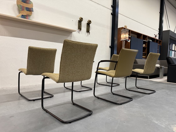 Image 1 of 6 chaises de salle à manger Leolux Freyr en tissu et cuir