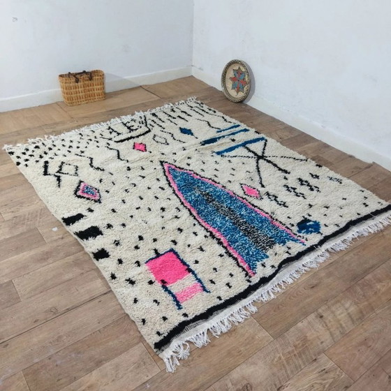 Image 1 of Azilal-Wollteppich, farbenfroh – handgewebt aus Naturwolle (216×190 cm)