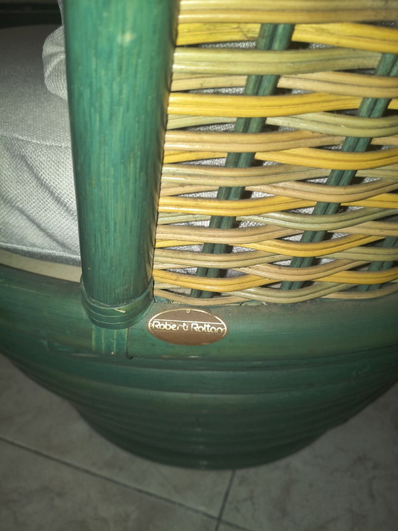 Poltrone vintage buono stato 4, robert rattan, Set da salotto, Bambù, Verde (foto 6 di 6)