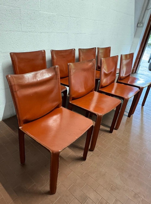 Ensemble de 8 chaises Cab 412 Cassina - Design de Mario Bellini, cuir – eetkamerstoelen, Other (photo 2 of 15)