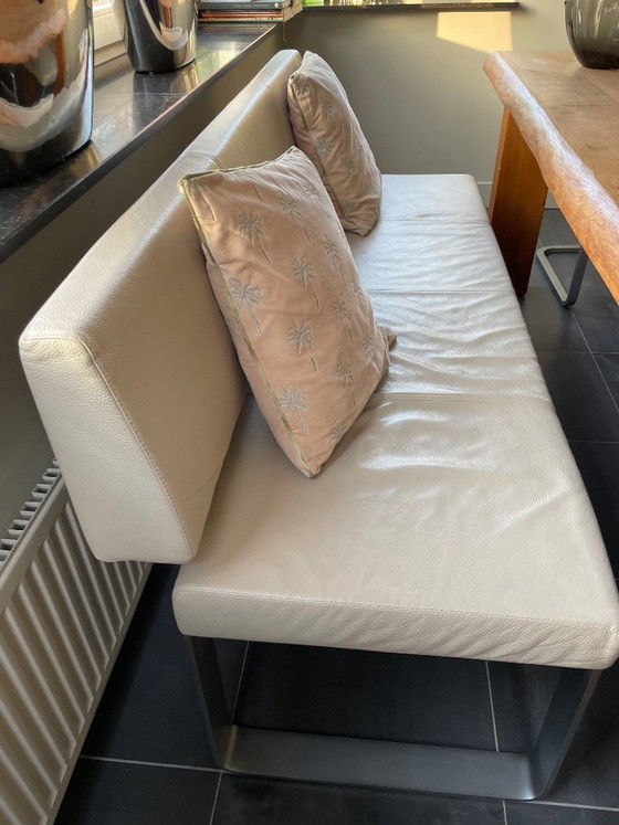 Image 1 of Banc de salle à manger Rolf Benz en cuir gris clair