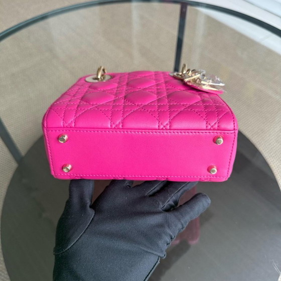 Image 1 of DIOR LADY MINI - CANNAGE LAMSLEER FELROZE GOUDEN BESLAG VERSTELBARE BAND