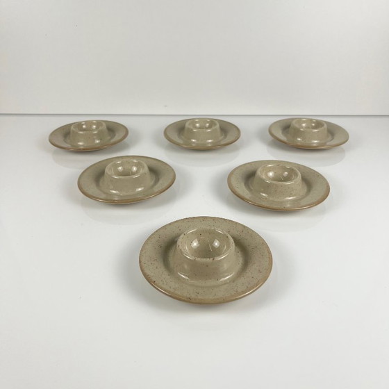 Image 1 of Set de 6 coquetiers en céramique moucheté beige