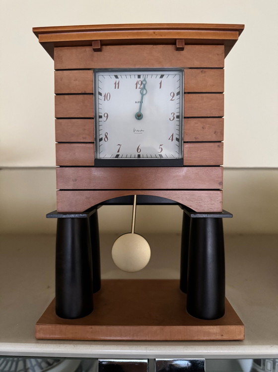 Alessi „Mantel Clock“ (Modell 03) by Michael Graves, Classico Postmoderno (1986), Orologi, Legno, Vetro (foto 6 di 7)