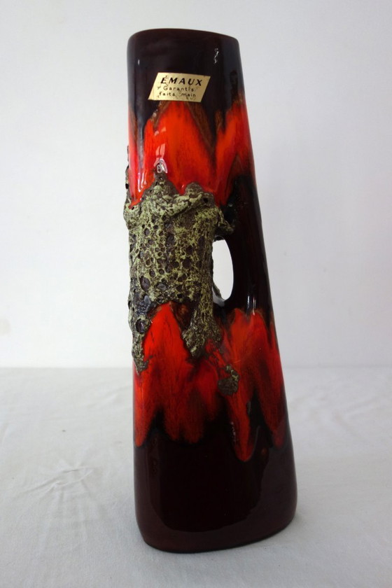 Image 1 of Grande vaso vintage in lava e smalto Fat, H40cm