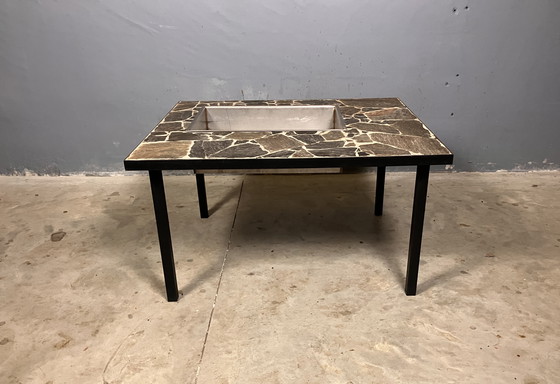 Image 1 of Brutalist coffee table side table slate planter