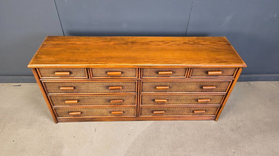 Image 1 of Vintage ladekast van rotan en bamboe, jaren 70.