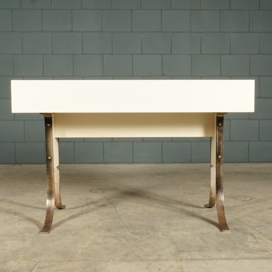 Bureau design vintage avec pieds traîneaux chromés – années 1970 – Bureaux, Metal, Wood (photo 19 of 24)