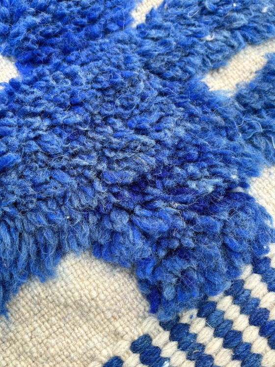 Moroccan Blue Beni Mrirt Rug 160x190 cm - Handmade Wool Rug Blue Geometric Area Ru – Rugs & carpets (photo 5 of 9)