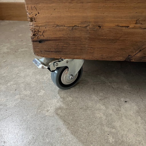 wooden coffee table with castors