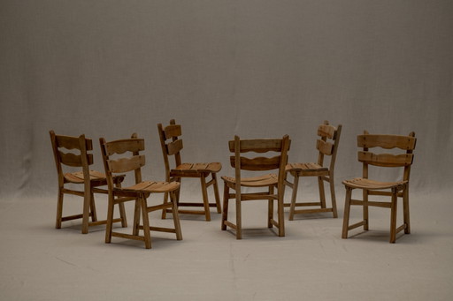 Juego de sillas de comedor brutalistas de la década de 1960