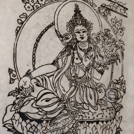 Image 1 of Framed Tibetan Buddhist Artwork – Zen / Boho Wall Decor