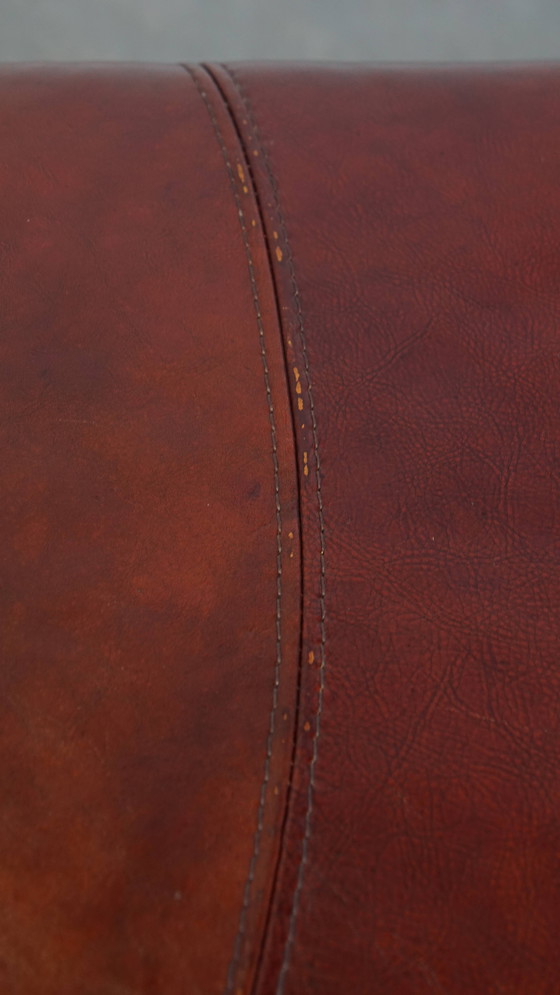 Image 1 of Cognacfarbener Hocker aus Rindsleder