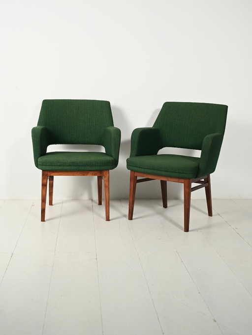 Pair of Green Oslosund armchairs by Kinnarps, 1950s