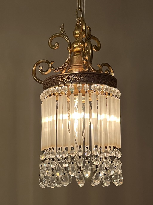 Belle Epoque Pendant Lamp Crystal Pearls And Opaline Rods